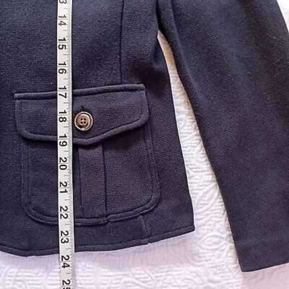 Talbots Petite Jacket Military Style Cotton M Button Front PocketsNavy Blue - Picture 10 of 11